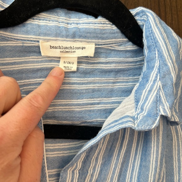 Beachlunchlounge Blue Striped Women's Shirt - Small - Picture 2 of 11